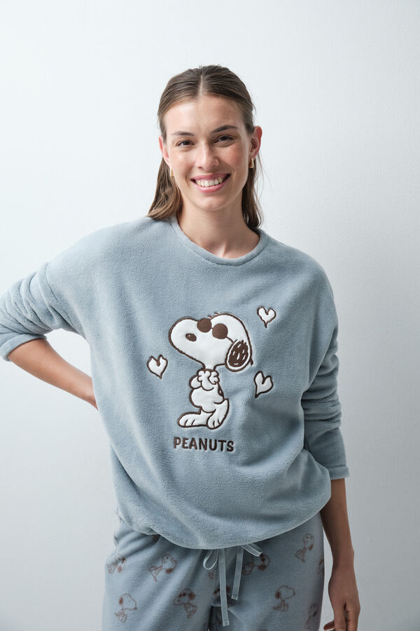 Women'secret Snoopy fleece long pyjamas blue