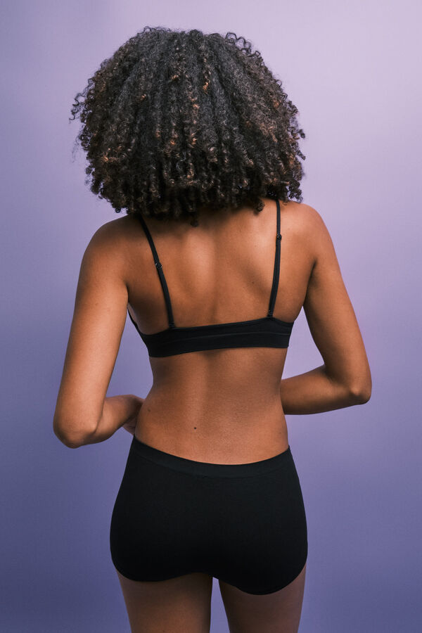 HI&BYE Black seamless ribbed logo boxer panty black