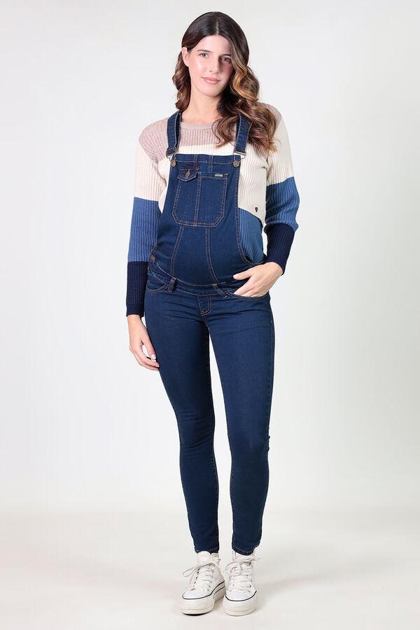 Womensecret Macacão jeans maternity comprido formal lavagem escura azul