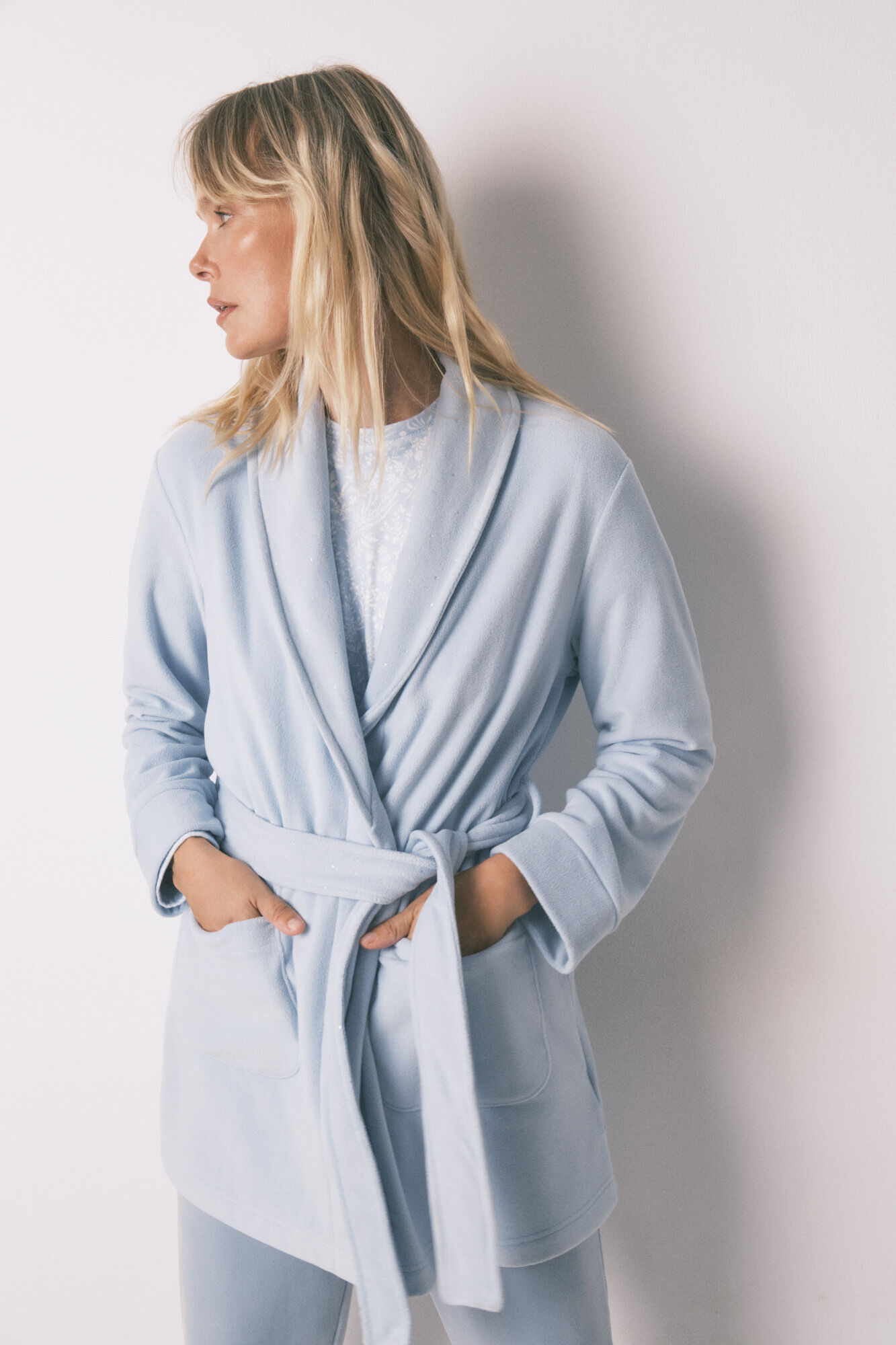 Women'secret Robe midi de veludo azul com glitter