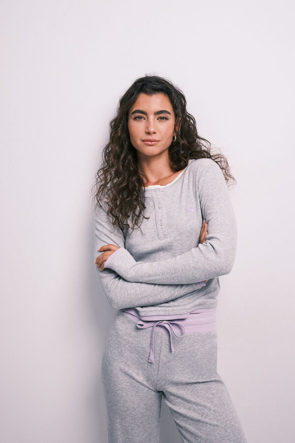 HI&BYE Pyjama long en coton gris gris