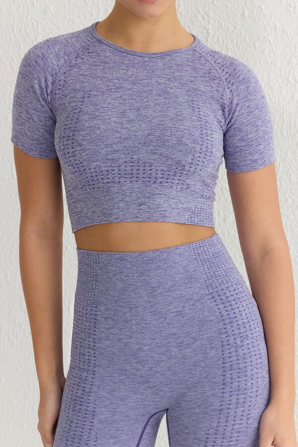 Trendyol Camiseta top deportiva jaspeada morado/lila