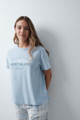 Women'secret Blue cotton short T-shirt blue