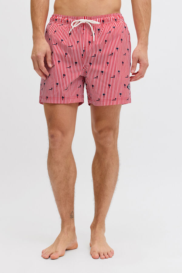 Jack & Jones Striped logo swimwear red