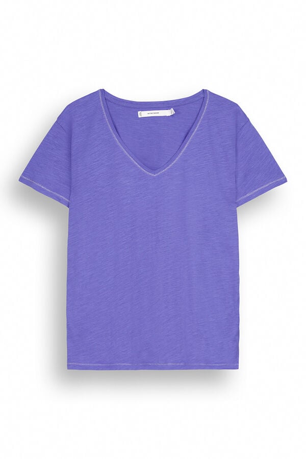 Womensecret Camiseta 100% algodón flamé azul estampado