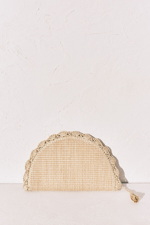 Women'secret Raffia vanity case handbag nude
