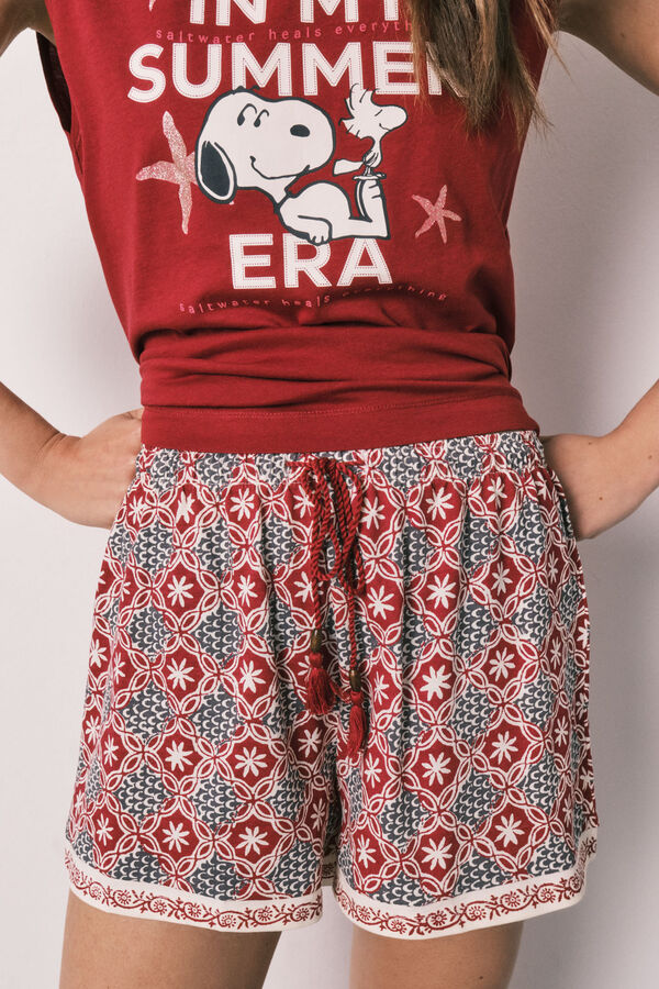 Women'secret Snoopy cotton sleeveless short pyjamas red