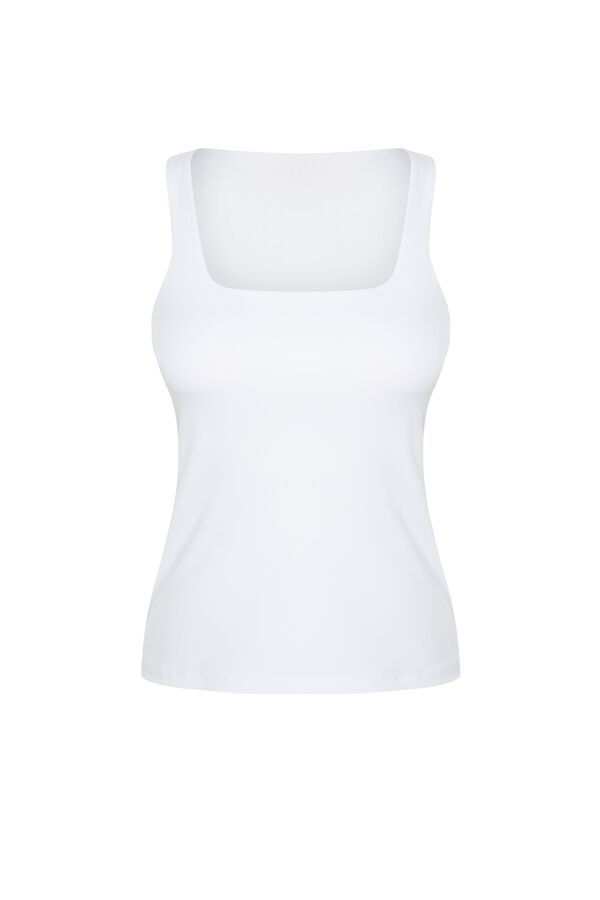 Trendyol Square collar thick strap blouse white