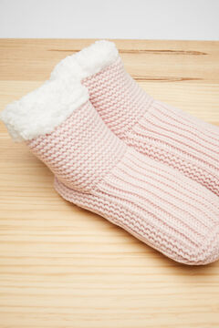 Womensecret Pink knit and faux shearling boots pink