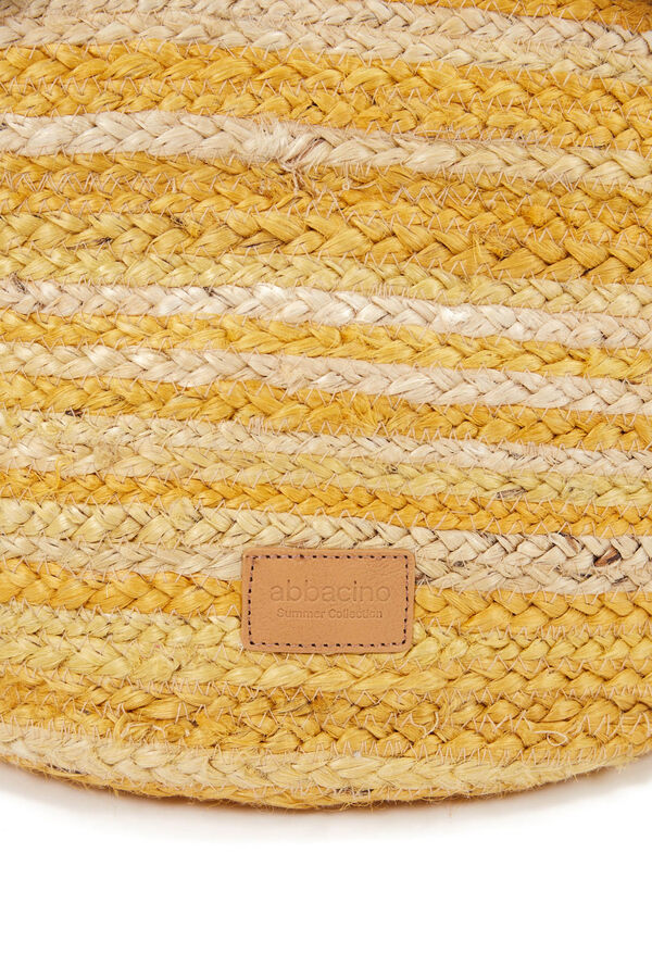 Womensecret Large raffia basket bag with grey stripes printed