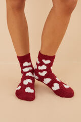 Women'secret Red fluffy heart socks red