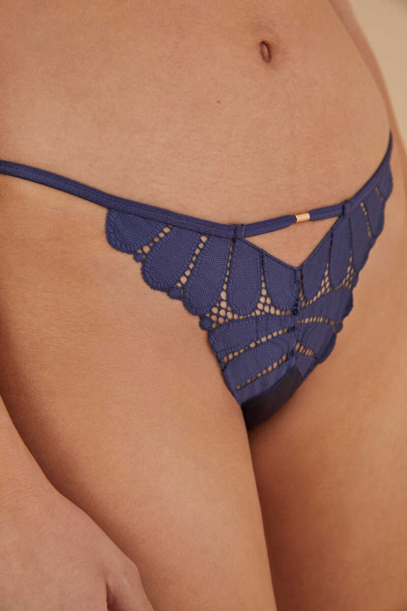 Womensecret Classic blue embroidered lace panty blue