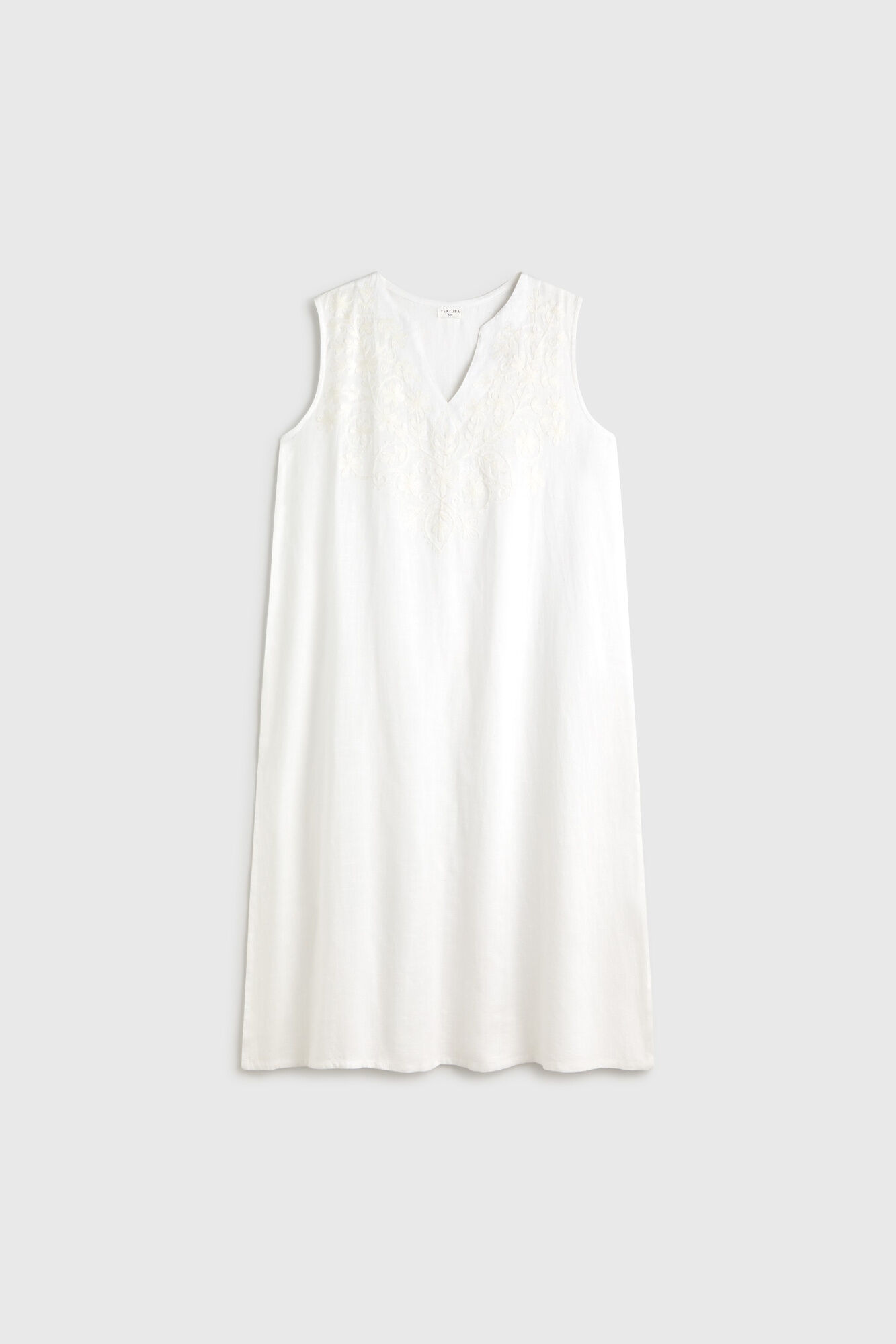 Textura T&uacute;nica playa en algod&oacute;n bordada