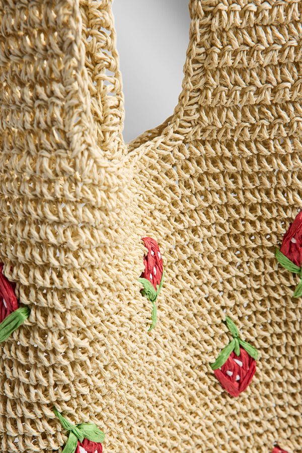 Pieces Shopper aus Papierstroh f&uuml;r den Strand Nude