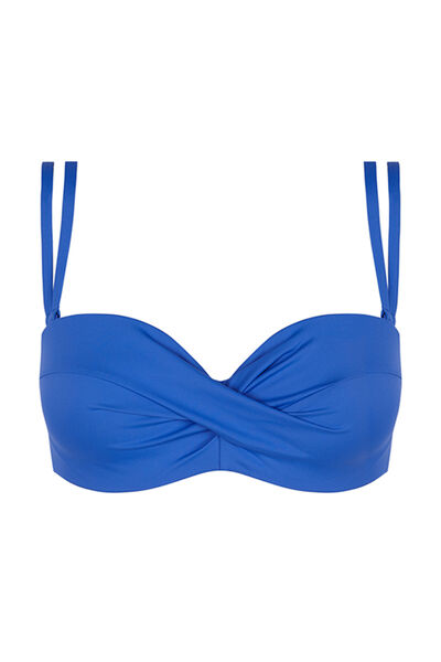 Womensecret Gornji deo bikinija bandeau plave boje sa preklopom Print