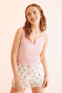 Womensecret 100% pamut, széles pántos, rózsaszín rövid pizsama rózsaszín