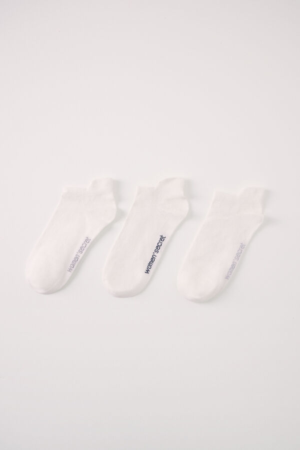 Womensecret Lot 3 chaussettes courtes blanches blanc