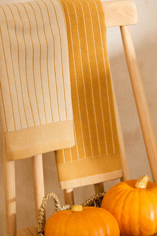 Calma House Mustard terry cloth set of 2 kitchen towels Lisboa 50x50 printed