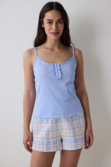 Penti Conjunto de pijama corto azul cuadros azul