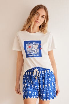 Womensecret All-over Snoopy viscose shorts blue