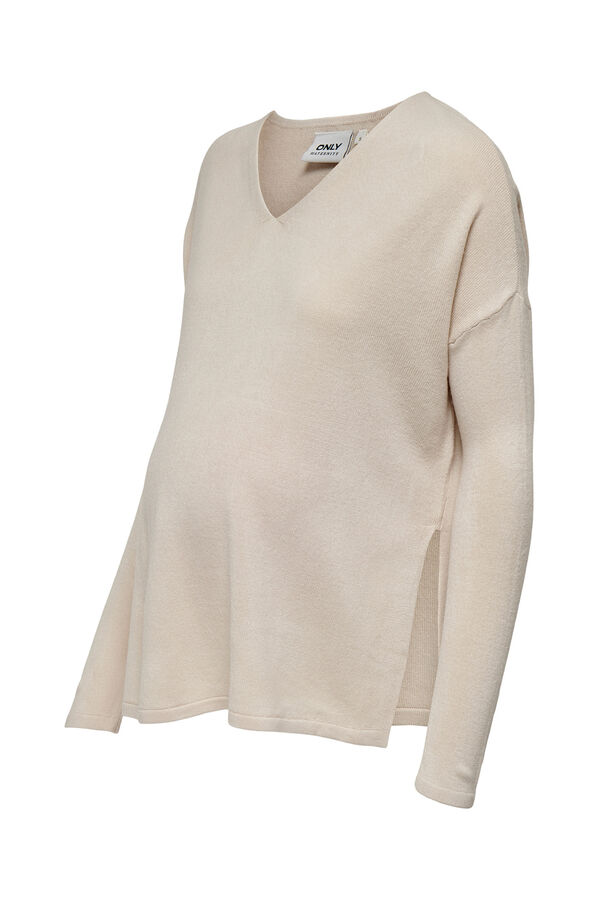 Only Maternity Jersey de punto premam&aacute; con cuello V y hombros ca&iacute;dos gris