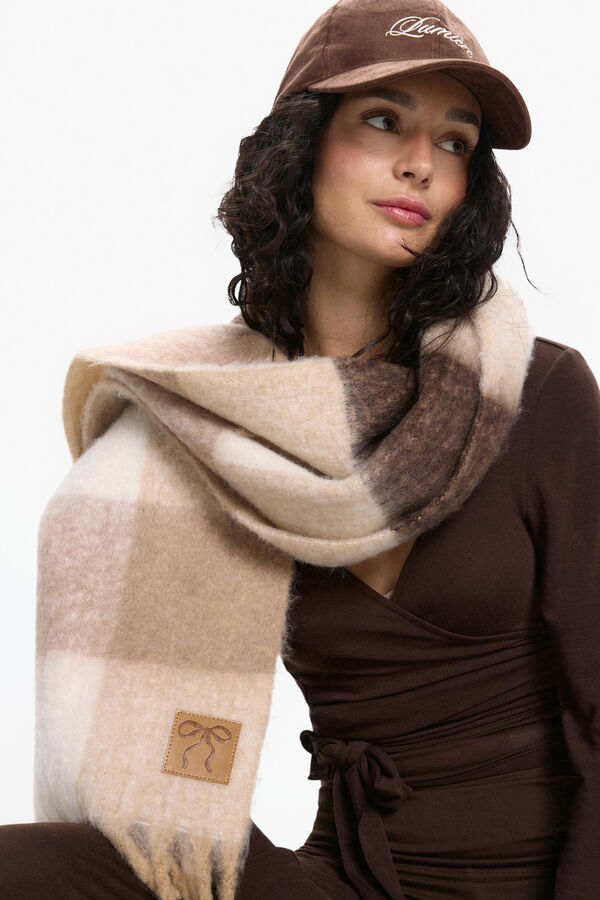 Pieces cachecol xadrez cinzento