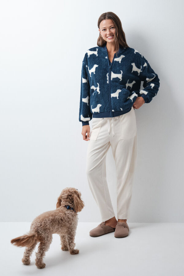 Women'secret Blue fluffy dog jacket blue
