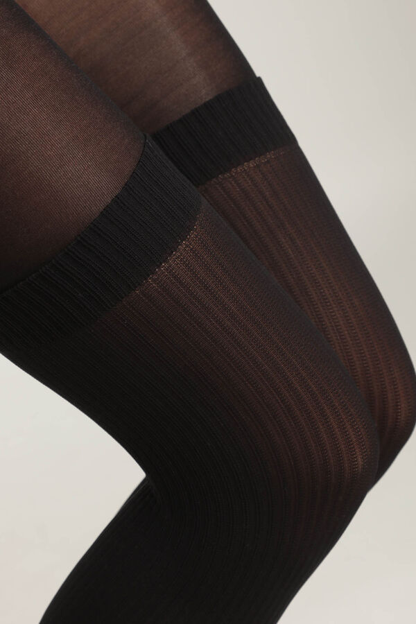 DIM Fantasy Style Le Trompe l'&oelig;il Tights - Black Crna