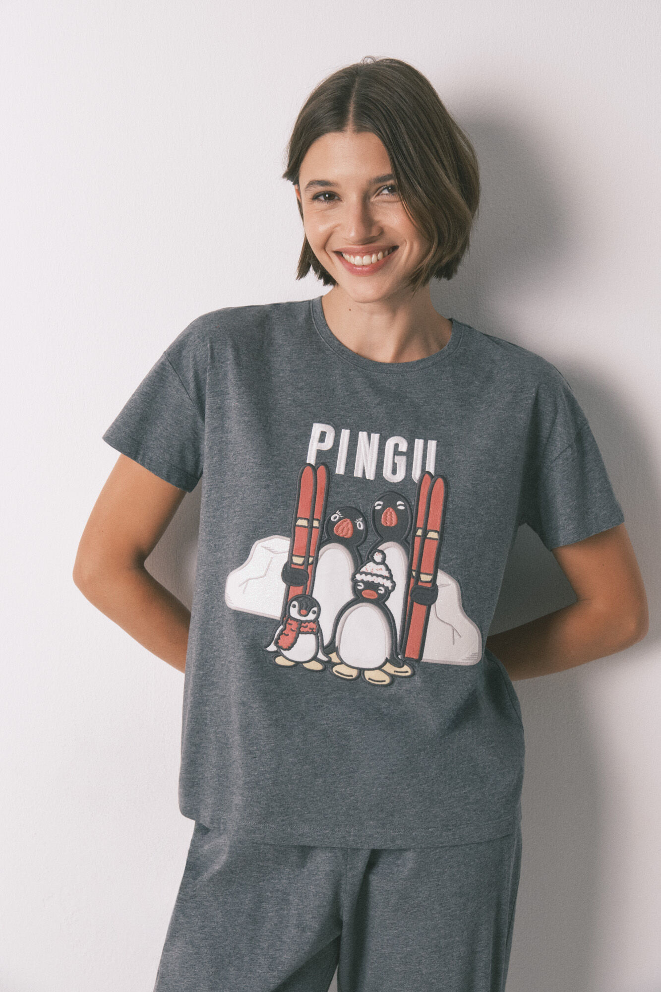Women'secret Long pyjamas 100% cotton grey Pingu