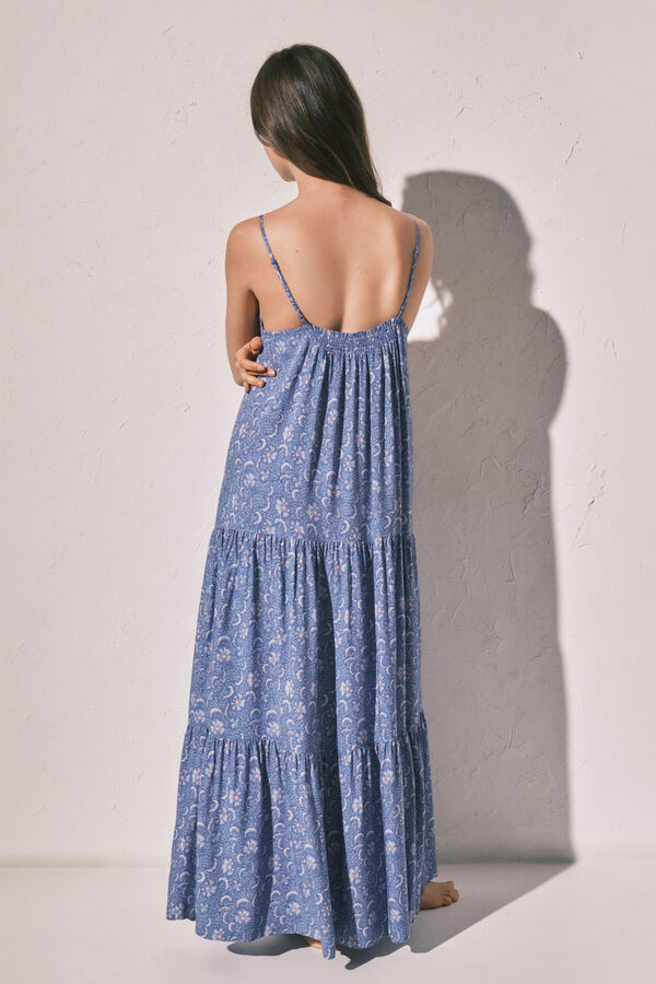 Women'secret Printed strap long dress blue