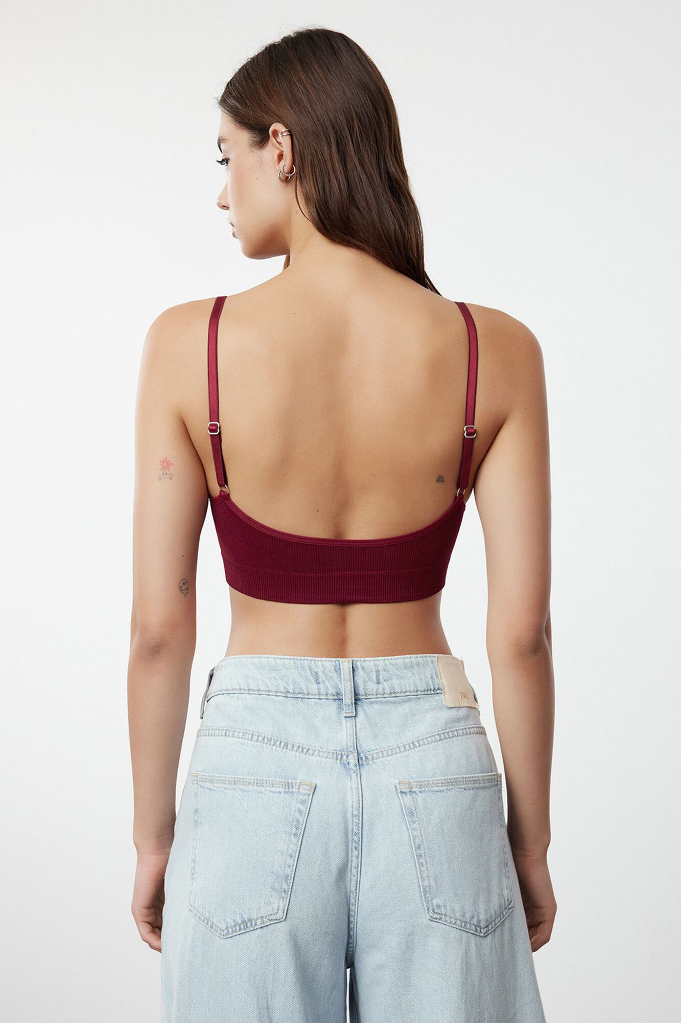 Trendyol Sujetador bralette sin aros ni costuras burdeos