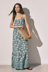 Women'secret Vestido comprido de al&ccedil;as estampado boho verde