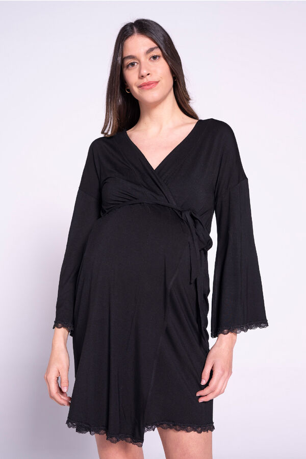 Womensecret Maternity robe with lace on bottom black