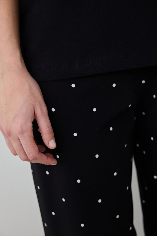 Penti Conjunto de pijama pijama comprido preto estampado preto