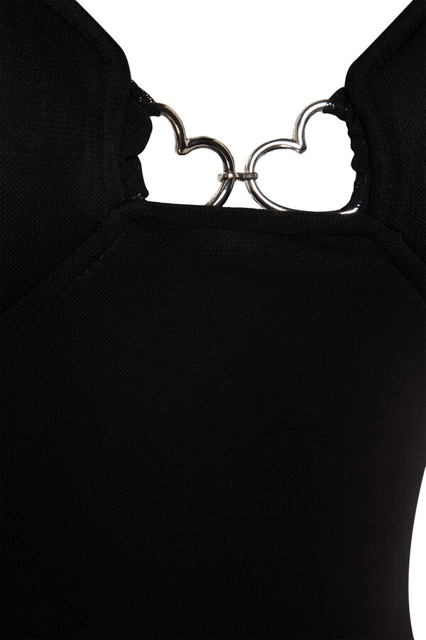 Trendyol Body negro escote coraz&oacute;n negro