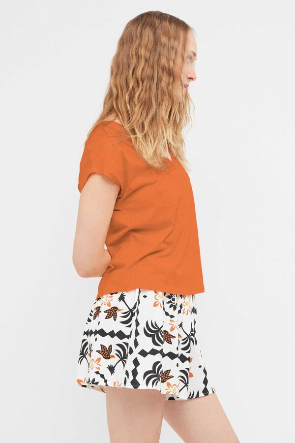 Gisela Camiseta manga sisa sat&eacute;n naranja