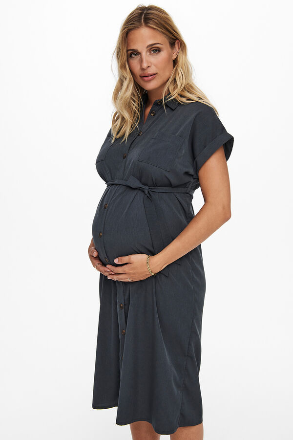 Only Maternity Vestido camisero liso maternity azul