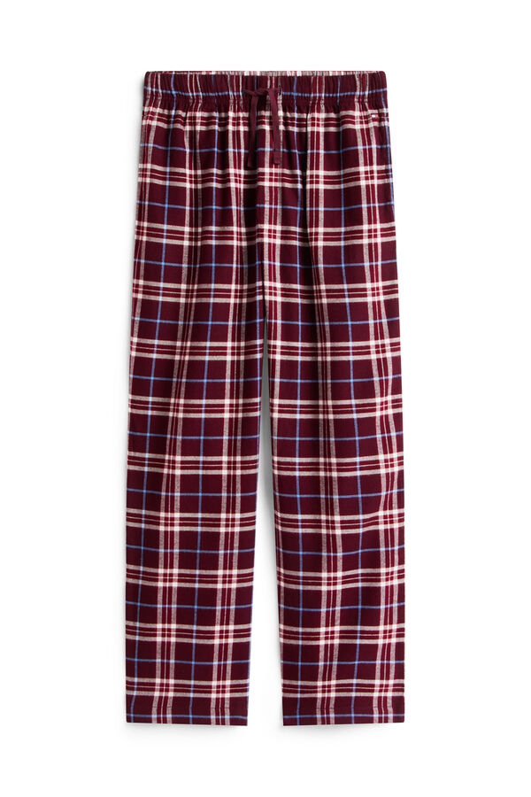 Tommy Hilfiger Pijama Franela a cuadros burdeos