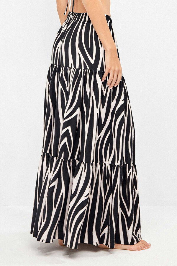 Gisela Long zebra animal print skirt white