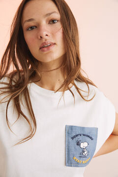 Womensecret T-shirt coton manches courtes Snoopy ivoire beige
