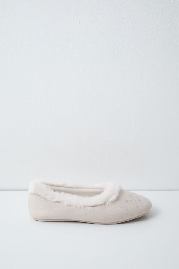 Women'secret Pantoufles ballerines &agrave; paillettes beige
