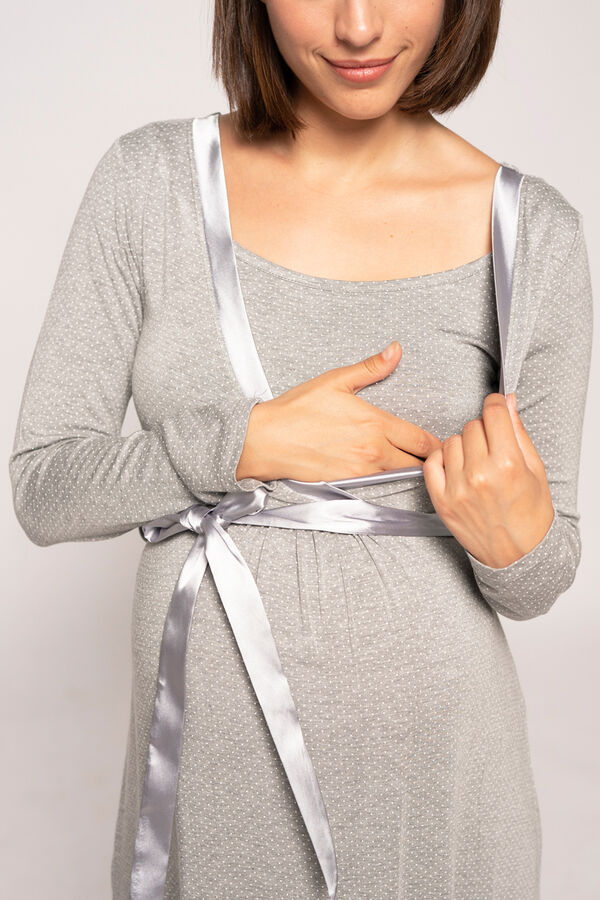 Womensecret Nursing nightgown with tie print szürke