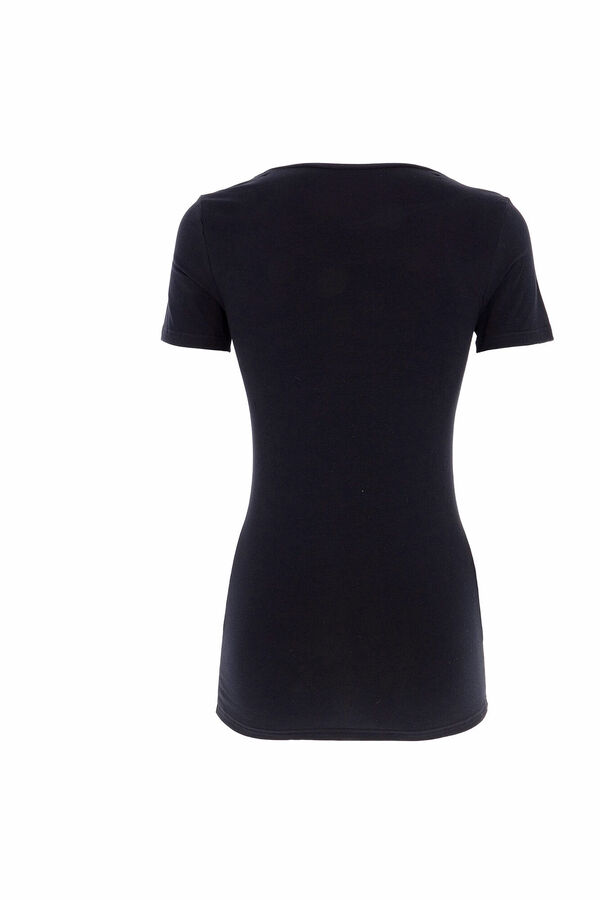 Cotonella Women's thermal round neck short-sleeved T-shirt black