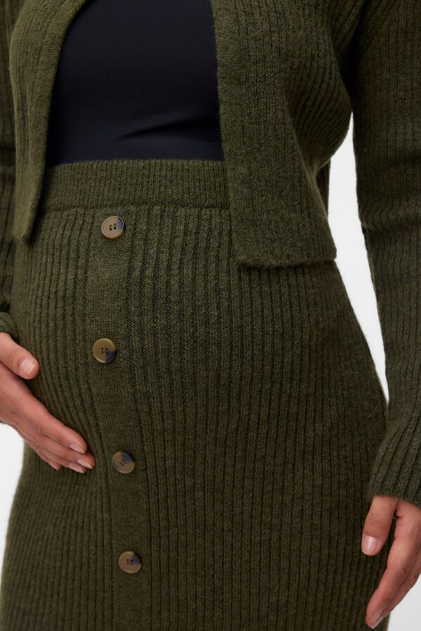 Mamalicious Maternity knit skirt with buttons green