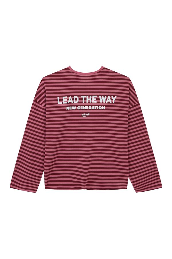 HI&BYE Pink striped cotton T-shirt pink