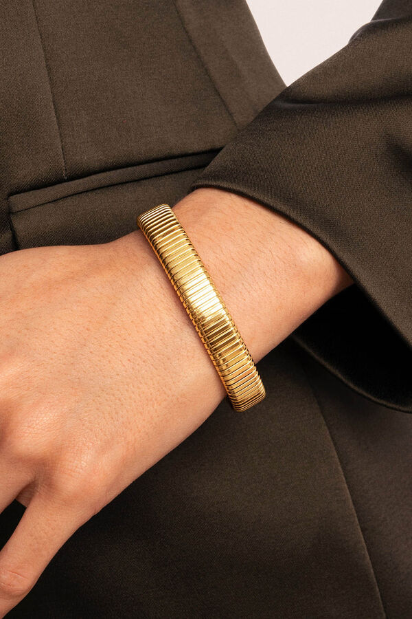 Singularu Big Belt Gold Plated Steel Bracelet imprim&eacute;