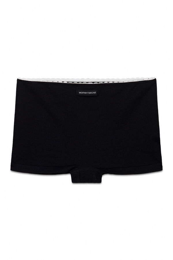 Women'secret Black seamless ribbed boxer panty black