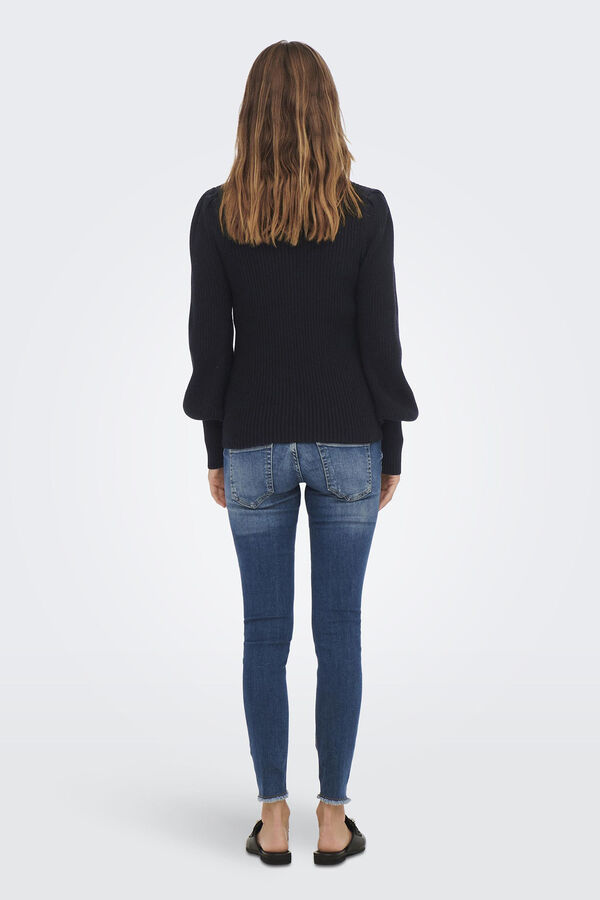 Only Maternity Jersey de punto premam&aacute; de cuello alto y mangas abullonadas negro