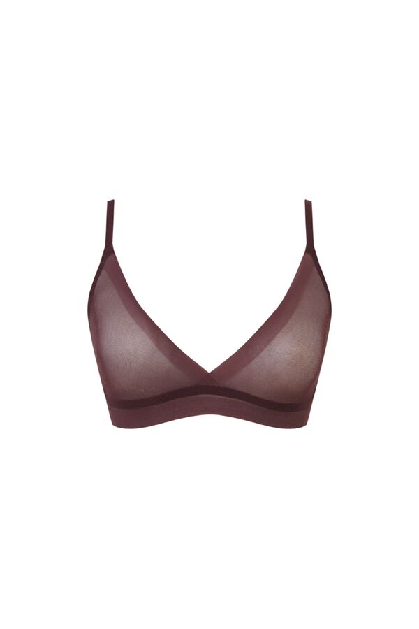 Women'secret Brown tulle triangle top bra nude