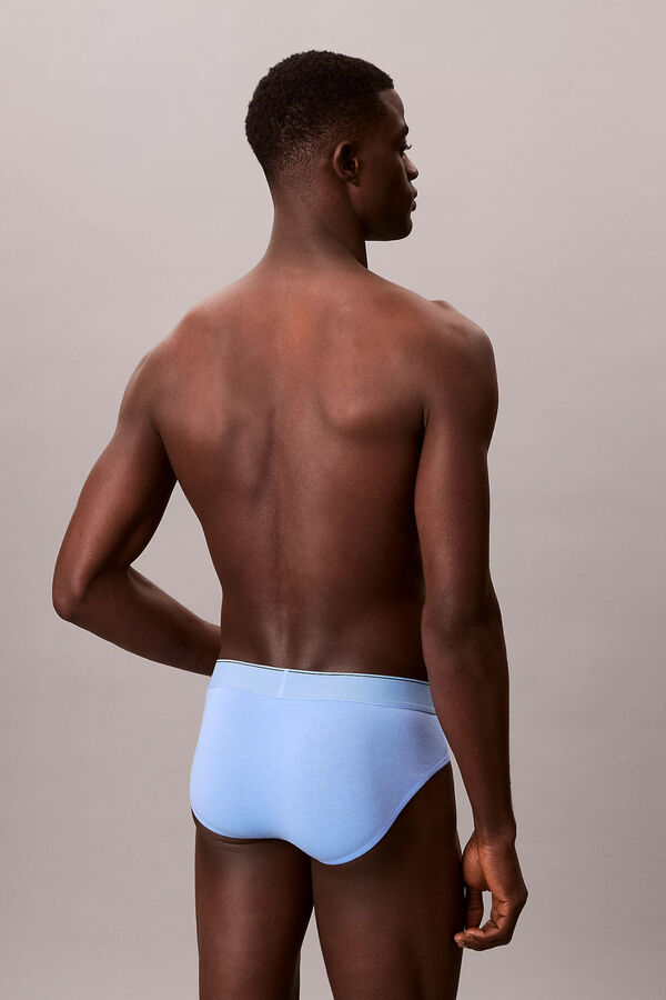 Calvin Klein Pack de 3 slips em algod&atilde;o com logo azul